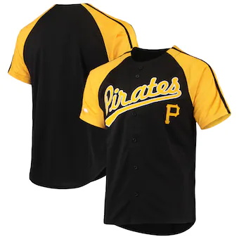 mens stitches black pittsburgh pirates button down raglan r